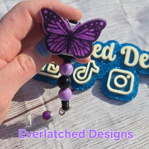 Butterfly Badge Reel Butterfly purple Glitter badge reel Summer badge reel Cute Butterfly Monarch butterfly pharmacy badge reel mother baby