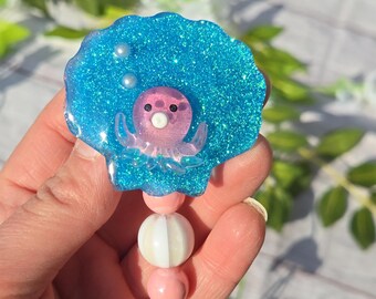 Octopus Badge Reel, Mother Baby Nurse ID holder, pediatrics, Phlebotomy badge reel,  Pharmacist badge, Beach badge reel