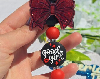 Red cheer Bow badge reel smut badge reel bookish merch nicu badge reel nursing badge medical assistant nursing badge reel pharmacy badge