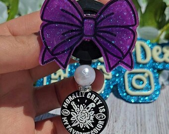 Cheer bow badge reel smut badge bow Glitter badge reel bookish merch nicu badge reel nursing badge medical assistant pharmacy badge reel