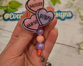 Custom Badge Reel Mother Baby Nurse Badge reel Nursing badge reel postpartum nurse baby NICU nurse labor and delivery pediatrics Valetine s