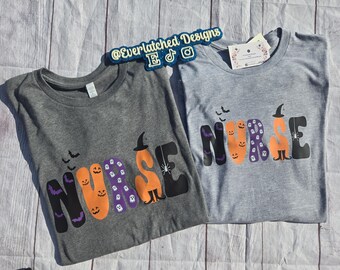 Halloween Nurse Shirt, Spooky Nurse Shirt, Halloween Shirt, Ghost shirt, ghost Nurse, Bat shirt, Fall Nurse Shirt