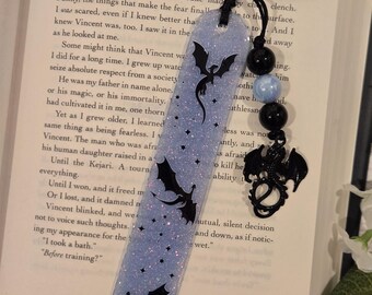 Dragon acrylic bookmark, Dragon bookmark with dragon bead