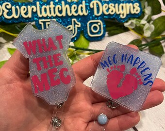Meconium Happens Badge Reel,Mother baby Glitter Interchangeable Badge Reel, Badge Reel Topper, Nurse Reel, Postpartum, L&D nurse