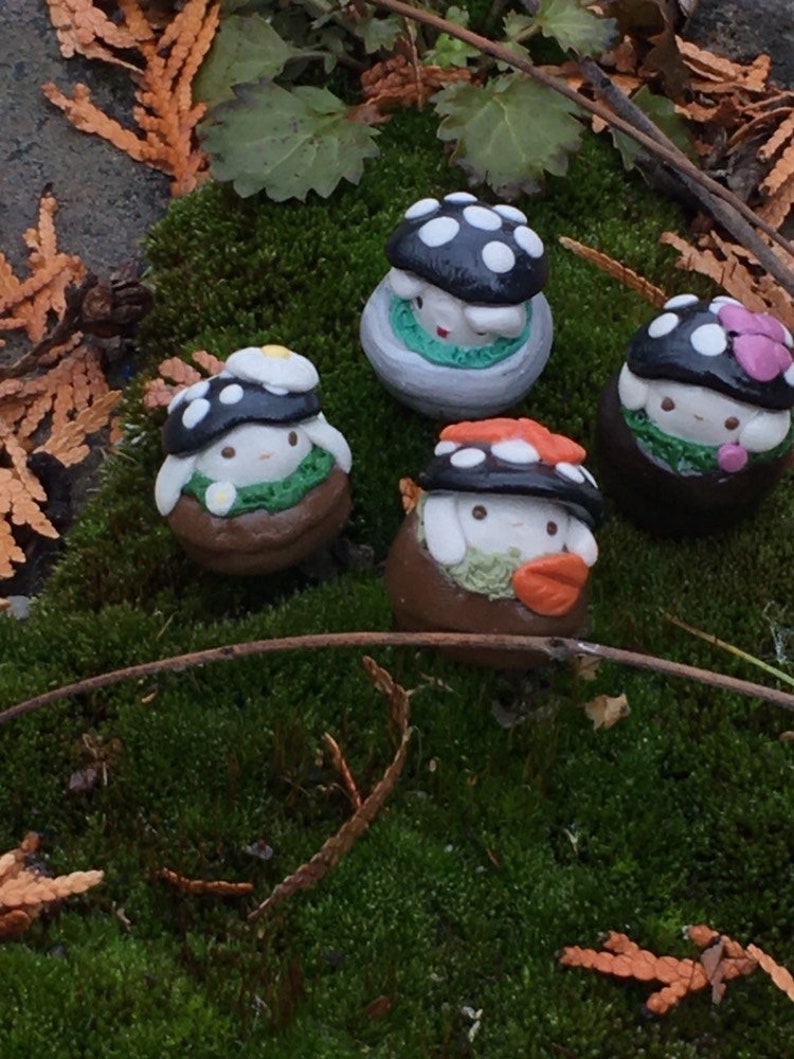 Cute handmade polymer clay mushroom desk friend| mushroom buddies| clay desk buddies| mushroom desktop decor| fungi desk friends| toadstool image 8