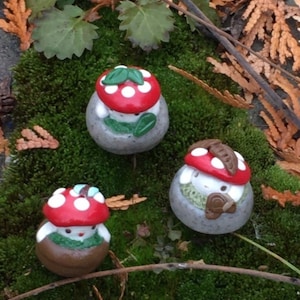 Cute handmade polymer clay mushroom desk friend| mushroom buddies| clay desk buddies| mushroom desktop decor| fungi desk friends| toadstool image 6