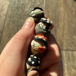 Cute handmade polymer clay mushroom desk friend| mushroom buddies| clay desk buddies| mushroom desktop decor| fungi desk friends| toadstool image 4