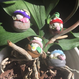 Cute handmade polymer clay mushroom desk friend| mushroom buddies| clay desk buddies| mushroom desktop decor| fungi desk friends| toadstool image 9