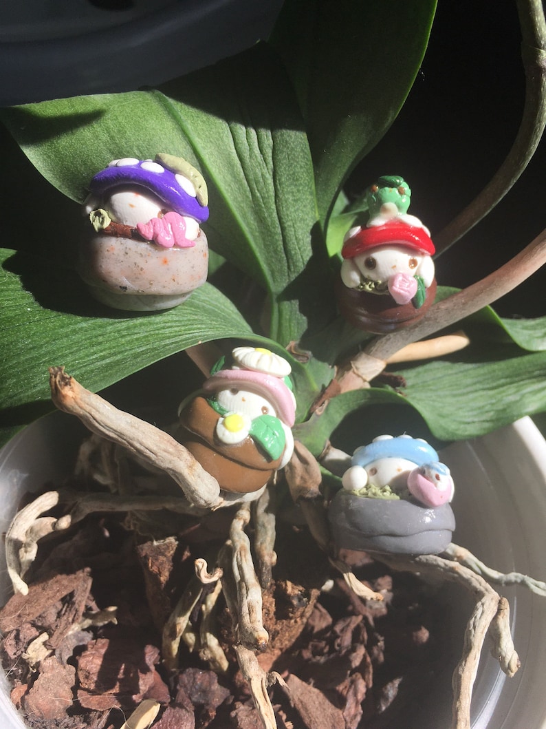 Cute handmade polymer clay mushroom desk friend| mushroom buddies| clay desk buddies| mushroom desktop decor| fungi desk friends| toadstool image 9