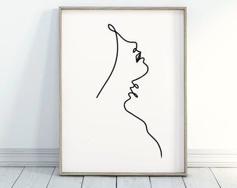 Lui et son art mural numérique | décor minimaliste | | d’art au trait | de dessin au trait couple s’embrassant