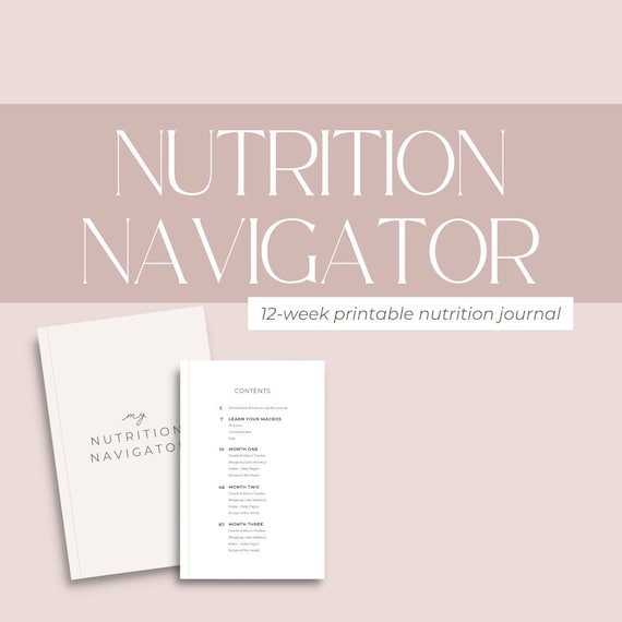 Printable Nutrition Planner and Tracker Journal: Nutrition Guide for Creating Healthy Habits | Macro Tracker - Grocery List, Recipe Planner