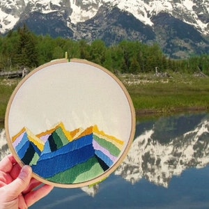 Grand Teton Bergkette Stickrahmen für den Grand Teton Nationalpark in Wyoming, USA