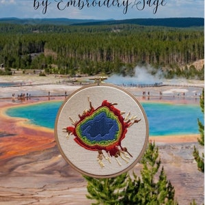 Grand Prismatic Spring, Yellowstone National Park in Wyoming Embroidery Hoop PDF PATTERN