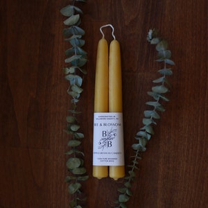 100% Beeswax Taper Candles (Pair) | Hand Dipped | 8” High | Candlesticks | Handcrafted Candles | Made In The USA | No Chemicals