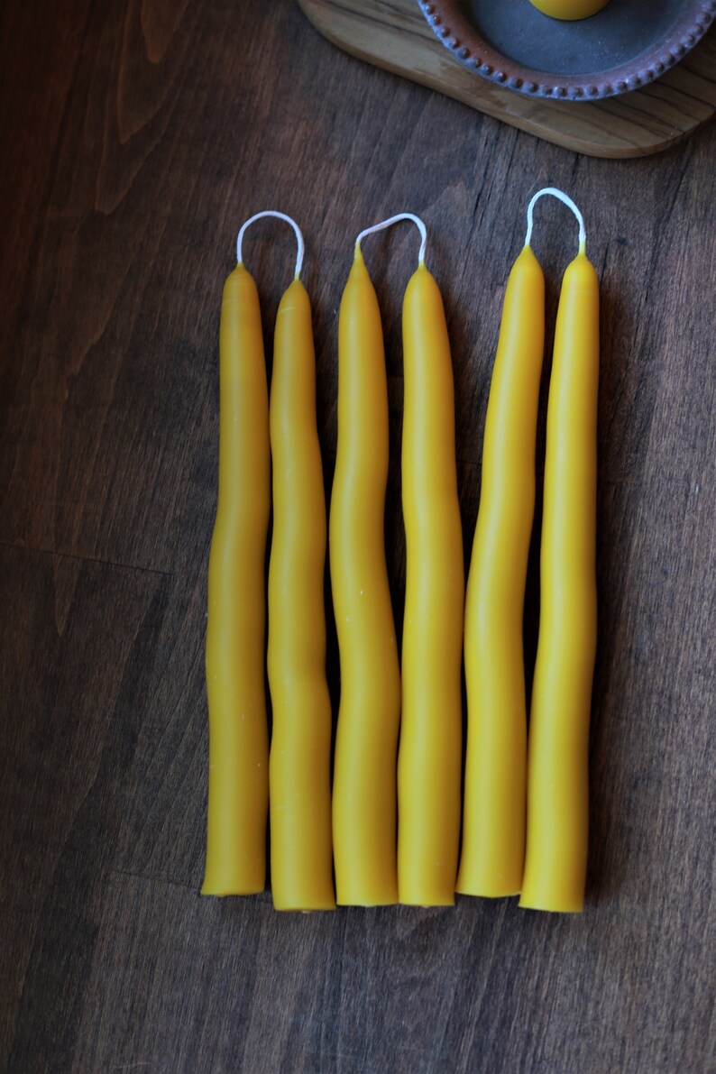 100 Beeswax Rustic Taper Candles Imperfect Hand Dipped 9 High