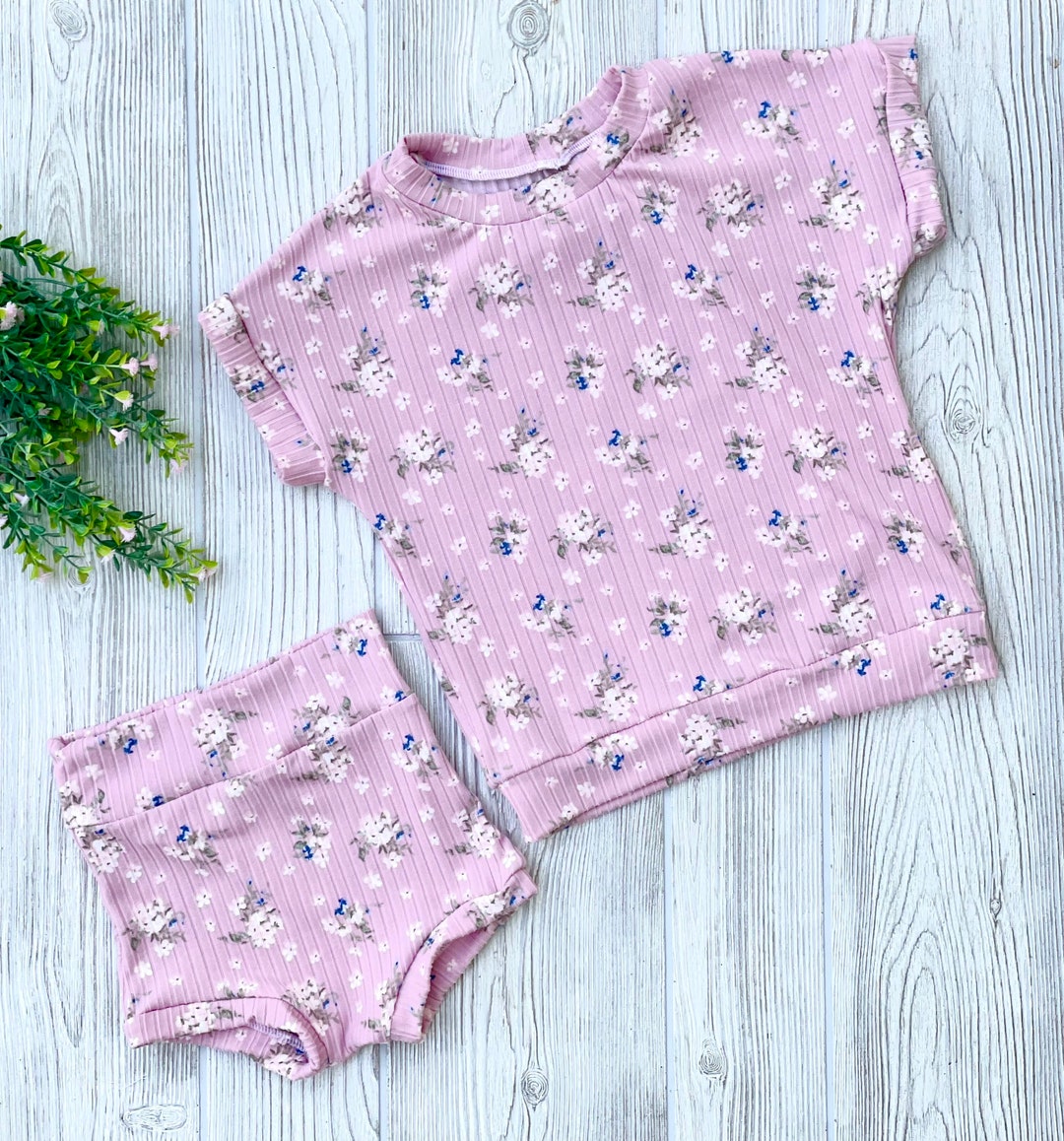 Summer Lounge Set Pink and Blue Floral Dolman and Bummies - Etsy