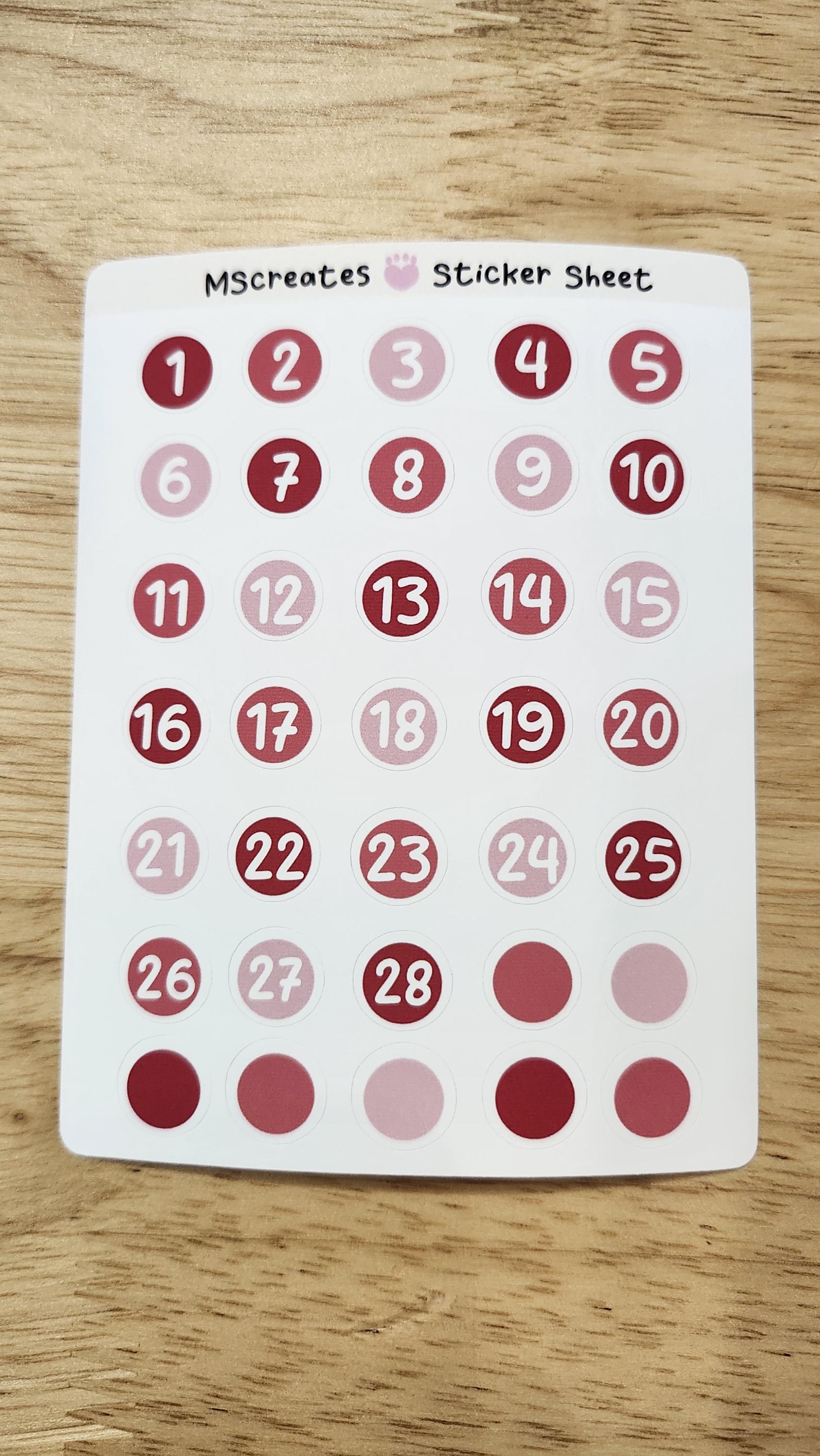 Round Numbers Sticker Sheet, Functional Stickers for Journal or Planner ...