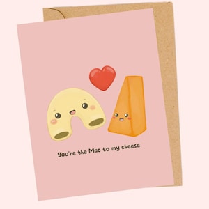 Saint-Valentin| Anniversaire| Fin gourmet | Macaroni au fromage| Paire parfaite | Carte de voeux amour de jeu de mots| Brillant| Garçon/petite amie| Épouse/mari