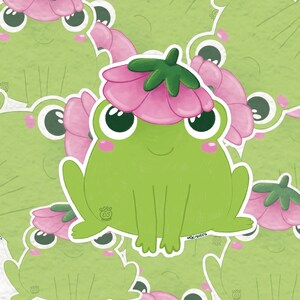 Autocollants en vinyle| Résistant à l'eau | Flocon d'autocollant | Grenouilles | Pousses de grenouille | Vert| Printemps| Laminé| | Découpe | cadeau| bouteille d'eau