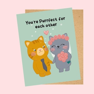 Biglietto di auguri per matrimoni con gatti, biglietto per sposi con gatti perfetti