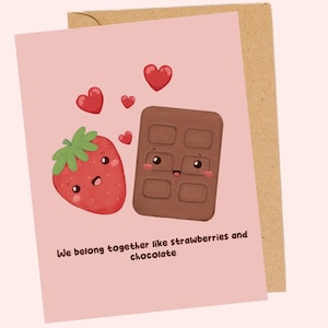 Saint-Valentin| Anniversaire| Fin gourmet | Fraise et chocolat| Paire parfaite | Carte de voeux amour de jeu de mots| Brillant| Garçon/petite amie| Épouse/mari