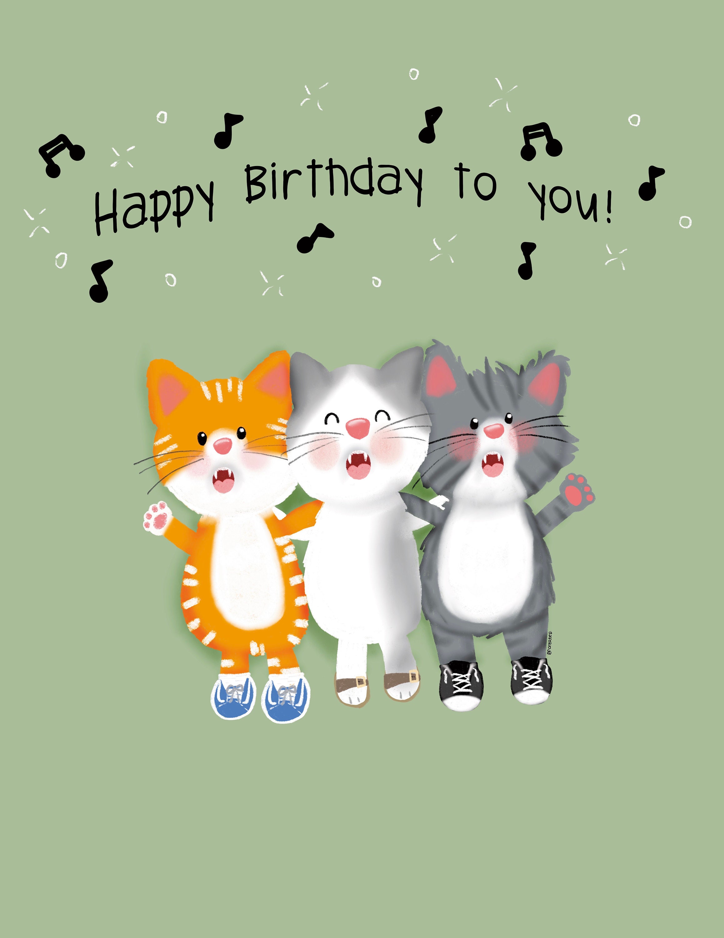 Happy Birthday Singing Cats Greeting Card Cat Trio Singing Happy Il Fullxfull.5229670725 D209 