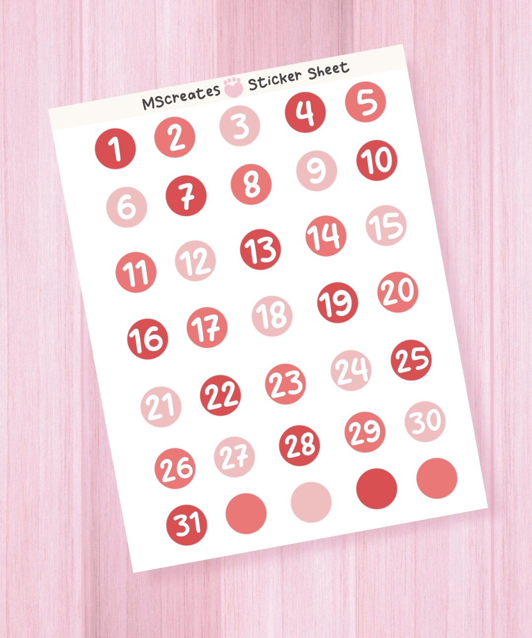 Round Numbers Sticker Sheet, Functional Stickers for Journal or Planner ...