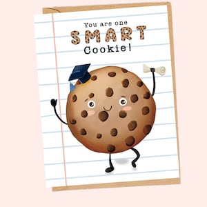 Carte de voeux imprimée avec un jeu de mots de remise des diplômes, carte de félicitations amusante pour l'obtention du diplôme, cadeau de remise des diplômes, bonne remise des diplômes, un cookie intelligent