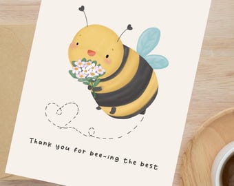Bee Thank You Card, Whimsical Pun Greeting Card