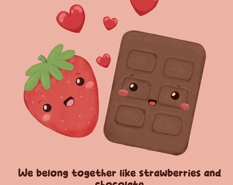 Strawberry Chocolate Anniversary Card, Love Pun Greeting Card - Etsy