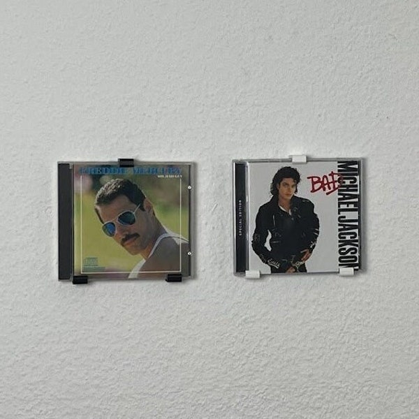 Adhesivo para estantería de CD | Caja de CD para montaje en pared sin taladrar | Visualización del álbum | Álbum de montaje en pared | minimalista | pared de CD