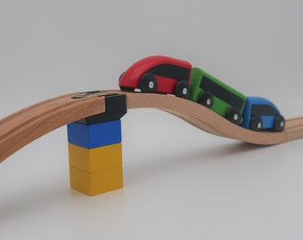 Adapter wooden rail building blocks compatible with Duplo, Brio, Thomas, Lillabo (IKEA)