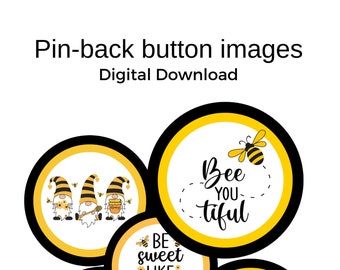 Honey Bees Button images - 1.25 inch circles - Circle images - Printable download-instant download-