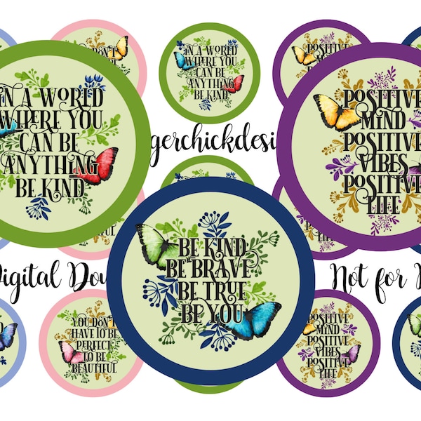 Inspirational BCI-Bottle cap images - 1 inch circles - Circle images - Printable download-instant download-hair bow image-badge reel image