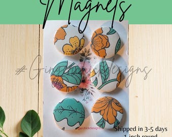 Vintage Flowers Button Magnets
