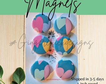 Hearts Button Magnets