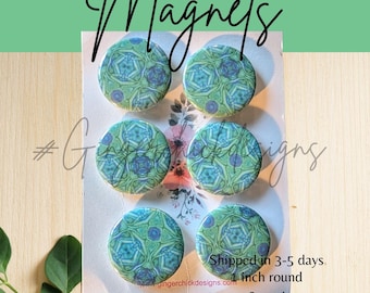 Blue Geometric Button Magnets