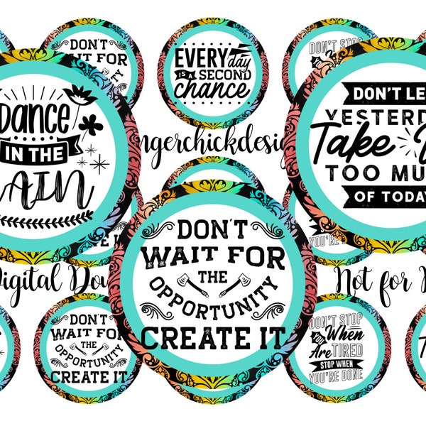 Motivational BCI-Bottle cap images - 1 inch circles - Circle images - Printable download-instant download-hair bow image, dance in the rain