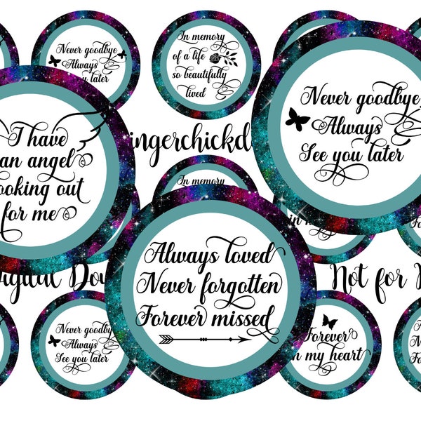 In loving Memory BCI-Bottle cap images - 1 inch circles - Circle images - Printable download-instant download-hair bow image