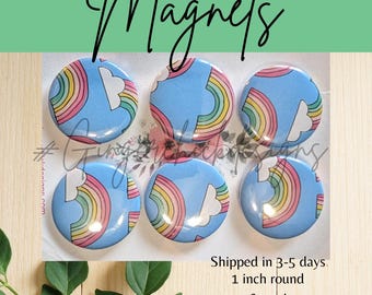 Cartoon Rainbow Button Magnets