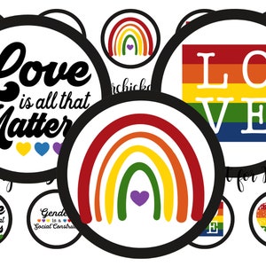 Pride Bottle Cap Images - 1 Inch Circles (Digital Download)