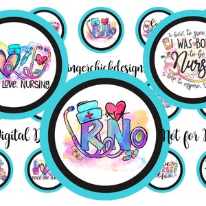 Nurse BCI-Bottle cap images - 1 inch circles - Circle images - Printable download-instant download-hair bow image-badge reel image