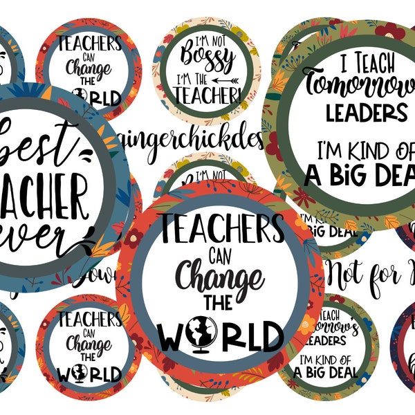 Teacher Appreciation BCI-Bottle cap images - 1 inch circles - Circle images - Printable download-instant download-hair bow image