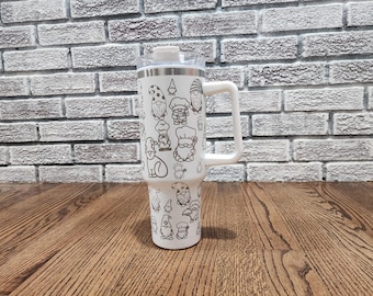 Gnome Stanley Sized 40oz Tumbler Water Bottle with Handle and Straw