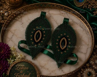 Wrap paon au henné | Accessoire de main Mehndi nuptiale afghane | Accessoire de main de mariage Nikah | Décoration de henné de mariée en or vert