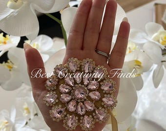 Bandage à la main pour la mariée afghane en or rose poudré – Bijoux au henné en cristal rose pour les mariages Mehndi (vendus individuellement)