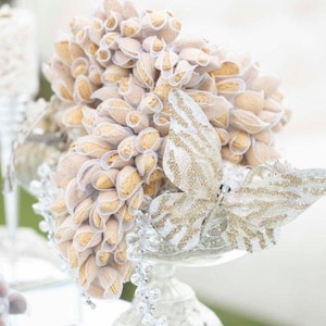 Sofreh Aghd Almond Cluster – Gold & White Persian Wedding Decor, Handmade Jordan Almond Table Piece