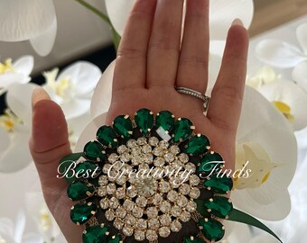 Wrap de mariée afghane or émeraude - Cache-main en cristal pour les mariages Mehndi