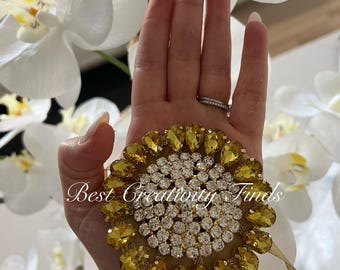 Couvre-main ou écharpe de mariée au henné – main en cristal doré pour les mariages de Mehndi, Nikkah (vendu individuellement)