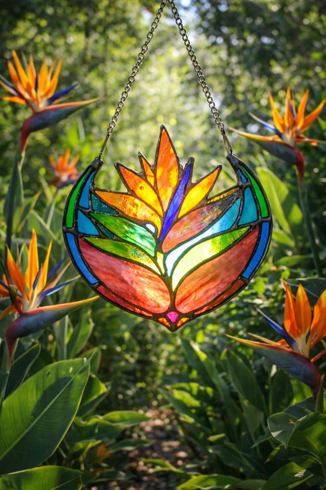 Stained Glass Bird of Paradise Suncatcher • Tropical Hawaiian Art ...